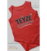 Teyze ve Yan Sanayi Anne Yazılı Sıfır Kol Bebek Zıbını %100 Pamuk