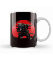Cat Samurai Japan Flag Kendo Ninja Warrior Sinobi Kupa Bardak Porselen
