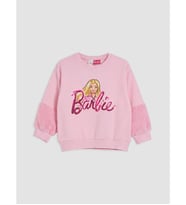 LCW Kids Pembe Barbie Baskılı Kız Çocuk Kalın Sweatshirt