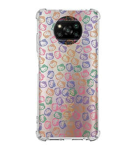 Xiaomi Poco X3 Köşe Korumalı Antişok Kapak Hello Kitty Tasarımlı Şeffaf Silikon Kılıf