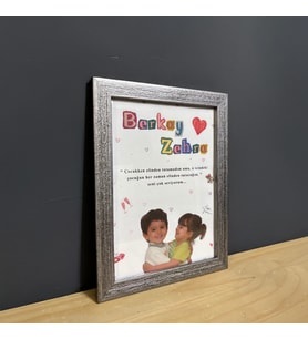 Çocukluk Fotoğraf Birleştirme, Çerçeve, Kişiye Özel, Konsept, Sevgiili Arkadaş Hediye (15x21) (Gri)