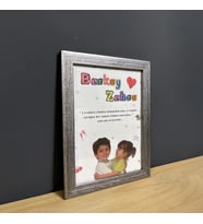 Çocukluk Fotoğraf Birleştirme, Çerçeve, Kişiye Özel, Konsept, Sevgiili Arkadaş Hediye (15x21) (Gri)