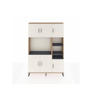 Arges Dolap 10 Raflı 6 Kapaklı 132x30x195 Çam-Aytaşı/Antrasit