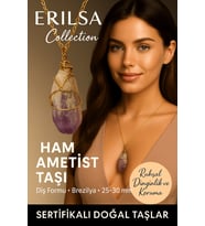 Sertifikalı Gold Renkli Doğal Ham Ametist Taşı Kolye – Ruhsal Dinginlik ve Koruma Taşı (Çok Renkli)