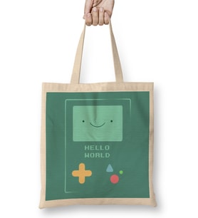 Cute Adventure Time Bmo Hello World Programmer Programming Female Bez Çanta Uzun Saplı