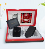 BK Gift Kişiye Özel Dünyanın En İyi Babası Tasarımlı Mesajlı Kutuda Cüzdan Kravat ve Kol Düğmesi Hediye Seti-4