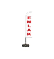 Reklamediyoruz Emlak Temalı Beyaz Renk  Yelken Bayrak