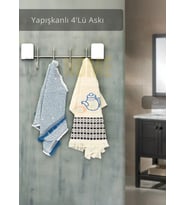 Yapışkanlı 4'lü Askılık Paslanmaz Metal Havluluk Krom