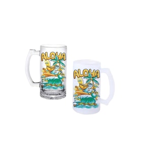 Ghostbastır Design Aloha Kulplu Bira Bardağı Buzlu veya Şeffaf Seçenekli 008