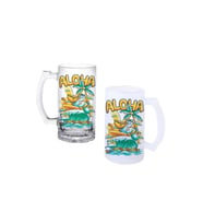 Ghostbastır Design Aloha Kulplu Bira Bardağı Buzlu veya Şeffaf Seçenekli 008