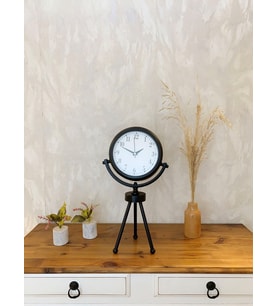 Siyah Metal Mini Tripod Masa Saati 45×26 Cm