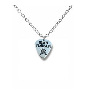 Iron Maiden Heavy Metal Grubu Pena Şeklinde Çift Taraflı Rock İşaretli Unisex Metal Kolye (Gümüş)
