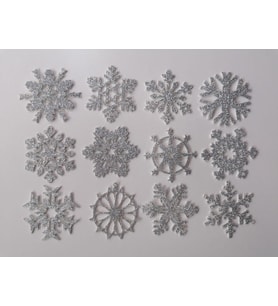 Gümüş Kar Tanesi Simli Eva Ağaç Ve Hediye Süsü 8x8cm 12li