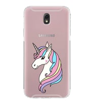 Samsung Galaxy J7 Pro Uyumlu Kamera Korumalı Kapak Unicorn Tasarımlı  Şeffaf  Kılıf