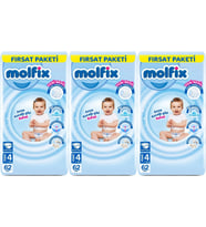 Molfix Bebek Bezi Beden:4 (7-14KG) Maxi 186 Adet Aylık Fırsat Pk