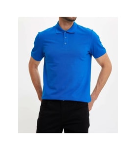 Erkek Mavi Polo Yaka Slimfit Basic Tshirt