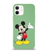 Apple iPhone 12 Uyumlu Lansman Kılıf Mickey Mouse Tasarımlı Altı Kapalı İçi Kadife Kaplı  Kapak (Şeffaf)