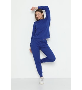 MyBen Kadın Bisiklet Yaka Pamuklu Uzun Kollu Pijama Takımı 28244