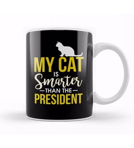 My Cat Is Smarter Than The President Funny Cat Kupa Bardak Porselen