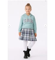 Kız Çocuk Sweatshirt Görünümlü Ekose Desenli Elbise-1710-M-