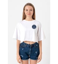 Gen V Godolkin University Emblem Beyaz Kadın Crop Tshirt