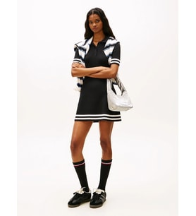 Tommy Hilfiger TJW F&F Triko Polo Yakalı Mini Kadın Siyah Elbise DW0DW22106BDS