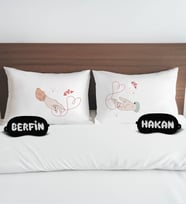 BK Gift Kişiye Özel Sevgili Tasarımlı Pamuklu Yastık Kılıfı ve Göz Bandı Çift Uyku Seti-12, Tasarım Ev Tekstili, Uyku Bandı, Ev Hediyesi