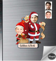 Kişiye Özel Yılbaşı Baba Çocuk Ahşap Magnet -3