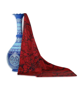 e38 EL İŞÇİLİĞİ  KADIN RENKLİ EBRU EŞARP 90*90 cm - E0068