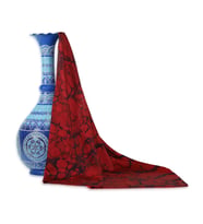e38 EL İŞÇİLİĞİ  KADIN RENKLİ EBRU EŞARP 90*90 cm - E0068