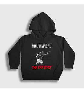 Presmono Unisex Çocuk Siyah Great Boxing Boks Muhammad Muhammed Ali Kapüşonlu Sweatshirt 509158tt