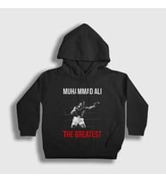 Presmono Unisex Çocuk Siyah Great Boxing Boks Muhammad Muhammed Ali Kapüşonlu Sweatshirt 509158tt