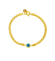 Barika Jewelry Kadın 14 Ayar Altın Nazar Boncuklu Pullu Bileklik