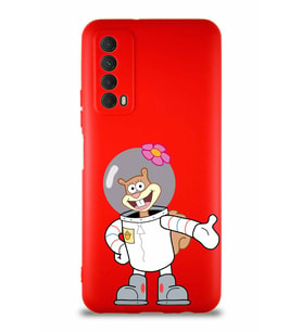 Huawei P Smart 2021 Soft Premier Kapak Sandy Tasarımlı Silikon Kılıf - Kırmızı (Şeffaf)