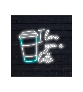 I love you a latte Yazılı ve Şekilli Neon Tabela