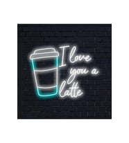 I love you a latte Yazılı ve Şekilli Neon Tabela