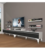 Decoraktiv Ekoflex 360R Mdf Silver Tv Ünitesi Tv Sehpası - Beyaz Siyah (Siyah - Beyaz)