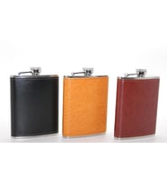 Paslanmaz Çelik Tekli 8 Oz Derili Matara  Alk2661