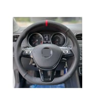 Volkswagen Passat Uyumlu Dikmeli Karbon Kırmızı Yüzük Çift Desen Kombin Deri Direksiyon Kılıfı
