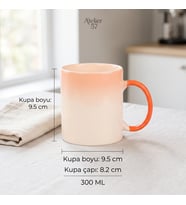Kişiye Özel Degrade Turuncu Seramik Kupa (300 ml) İsme Özel Ombre Kahve Kupası