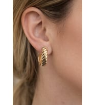 Xuping Rose Gold Burgu Desenli Taşlı Çelik Küpe (Mürdüm)