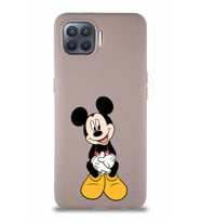 Oppo Reno 4 Lite Soft Premier Kapak Mickey Mouse-A Tasarımlı Silikon Kılıf - Pudra (Şeffaf)