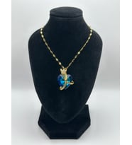 Arnes Jewelry Çelik Zirkon Taşlı Kalpli Kelebekli Kolye (Gold)