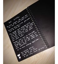 Defter Siyah Yapraklı Defter Black Sketch ve Pensan Beyaz Kalem A6