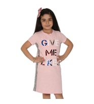 Toontoy Kız Çocuk Gıve Me Pul Nakışlı Elbise (Pembe Melanj)