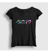 Presmono Kadın Siyah Nebula K-Pop Got7 T-Shirt 409221tt