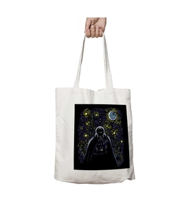 Star Wars Van Gogh Style Starry Dark Side iki Tarafı Kalıcı Baskılı Yıkanabilir Çanta