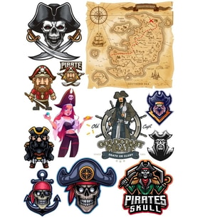 Korsan Sticker Set 3 12 Parça Telefon, Tablet, Defter, Laptop Sticker