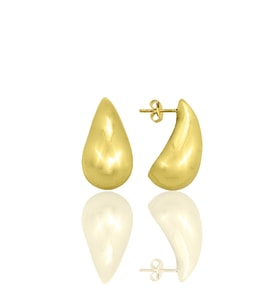 Gümüş Altın Yaldızlı küçük Bottega İtalyan Gözyaşı Damla Küpe SGTL12416GOLD