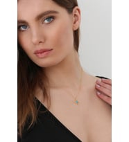 Kadın 925 Ayar Opal Taşlı Galaxy Yıldızı Kolye (Altın)